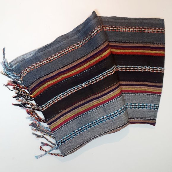 Lightweight cotton scarf in neutral tones. 20 x 78" - Picture 3 of 3